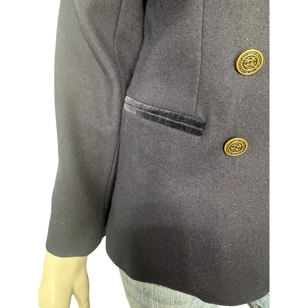 Vintage Blazer Size 2 Wool Blend Navy Blue Preppy Academia Equestrian Old Money - Picture 8 of 9